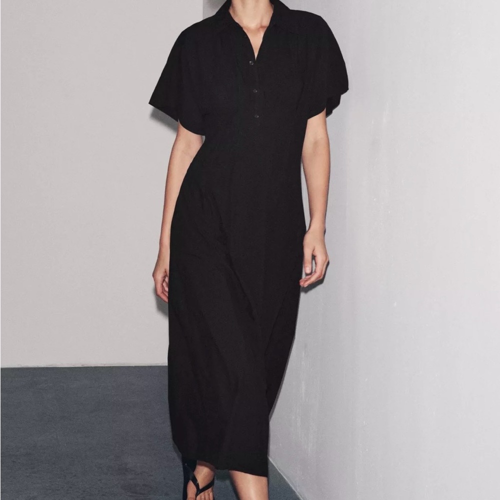 Zara ZW COLLECTION SHORT SLEEVE POPLIN DRESS